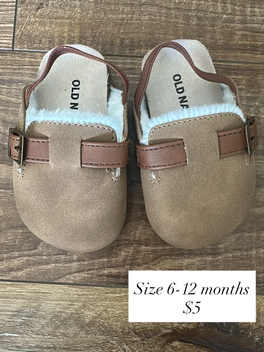 Old Navy Brown Faux-Suede Baby Clogs with Faux-Fur Trim